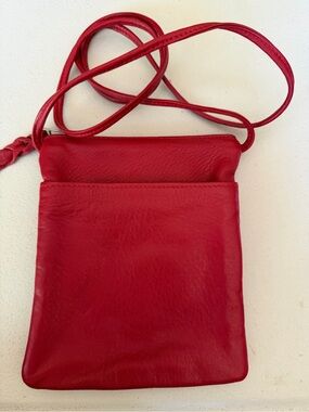 Sleek Red Leather Crossbody Bag